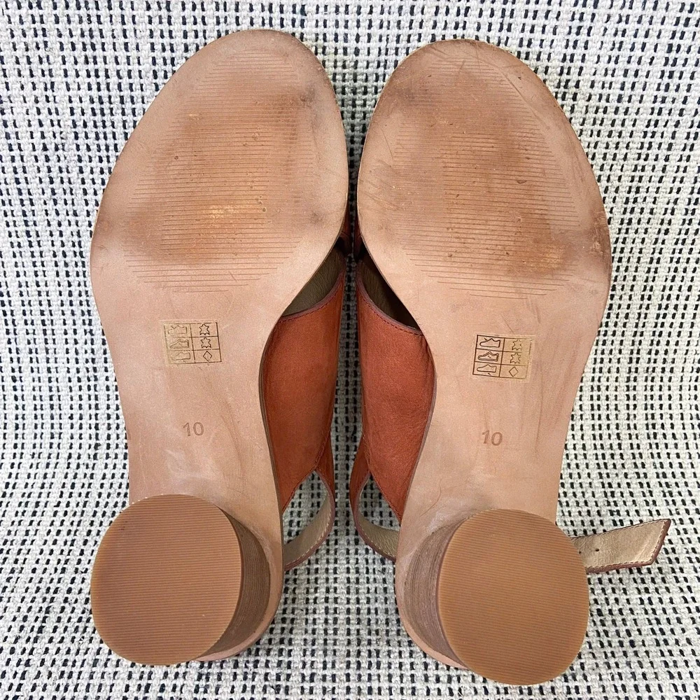 Madewell Ruthie Block Heel Sandals Sz 10 Spiced Cider Rust‎ Suede Leather Boho